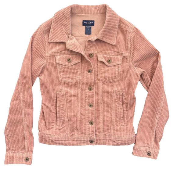 Arizona Jean Jackets & Blazers - Womens Arizona Jean Co Corduroy Button Jacket Pink M Cotton Spandex
